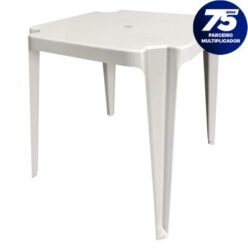 MESA PLÁSTICA QUADRADA 70CM BRANCA EMPILHÁVEL ARCO