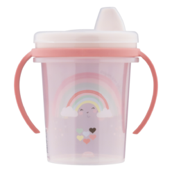 Copo Caneca Com Alça E Tampa Rosa Azul Infan 330 Ml Plasútil Cor Arco iris