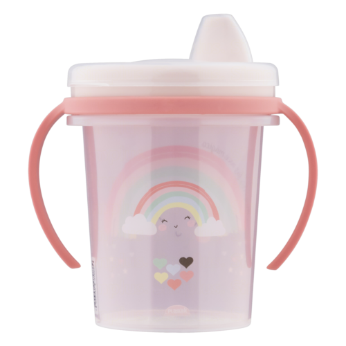 Copo Caneca Com Alça E Tampa Rosa Azul Infan 330 Ml Plasútil Cor Arco iris