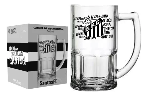 Caneca De Cerveja Bristol 340ml - Santos + Caixa Para Presen