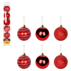 Kit 6 Bola De Natal Esfera Com Gritter E Brilhosa D Luxo 6cm