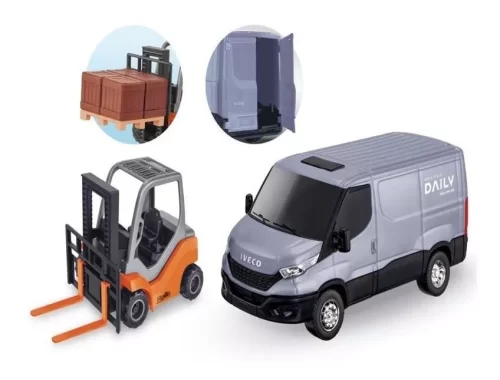 Van Miniatura Brinquedo Iveco Daily Com Empilhadeira Agille Cor sortido