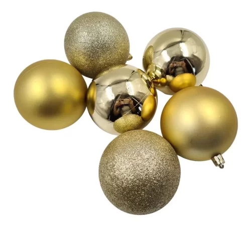 Kit 12 Bolas Para Arvore De Natal Decoração Dourada Gold 4cm