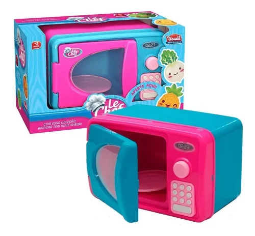 Forno Microondas Brinquedo Infantil Rosa Luz E Som Ref203