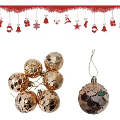 Kit 12 Bola De Natal Decorada 6cm Arvore Natalina Gold Luxo