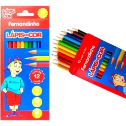 Lápis De Cor Escolar Desenho Colorir 12 Cores Fernandinho