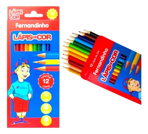 Lápis De Cor Escolar Desenho Colorir 12 Cores Fernandinho