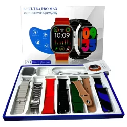 Smartwatch Relogio K9 Ultra 49mm Pro Max 7 Pulseiras Caixa Azul Pulseira Preto Bisel Prateado