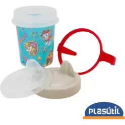 Copo Caneca Com Alça E Tampa Rosa Azul Infan 330 Ml Plasútil Cor Patrulha canina2