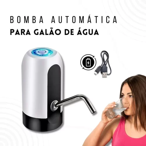 Bomba Elétrica Filtro Galão De Água 10/20 Litros Bebedouro Cor Preto/Branco - Image 4