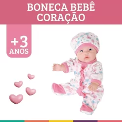 Boneca Bebê Coração Menina Rostinho Delicado Vinil Milk