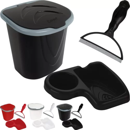 Kit Porta Detergente Rodinho De Pia E Lixeira Keita Cozinha Cor Preto