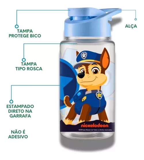 Garrafinha Squeeze Menino Menina Patrulha Canina Bpa Free