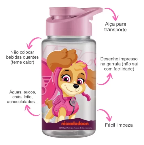 Squeeze Garrafinha Patrulha Canina Plástico 500ml Lancheira - Image 3