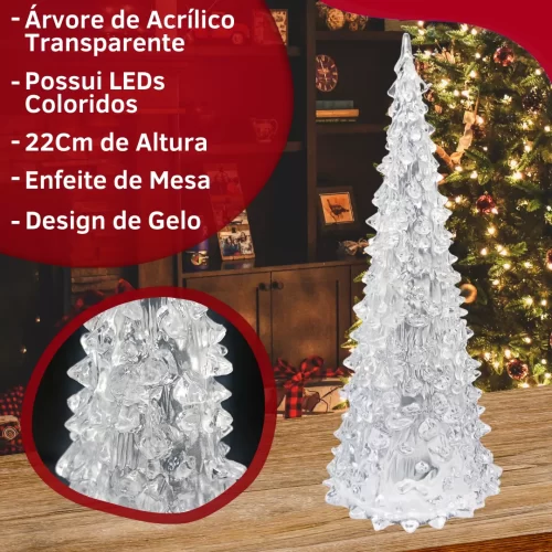 Enfeite De Mesa Natalino Mini Arvore De Natal Acrílico Led - Image 3