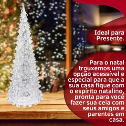 Enfeite De Mesa Natalino Mini Arvore De Natal Acrílico Led