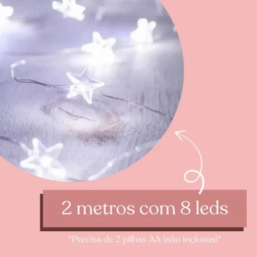 Pisca Pisca 5cm 8 Led Branco A Pilha - Estrela