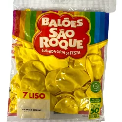 Balões Bexiga São Roque Nº 7 Liso Redondo C/50un Cor Amarelo