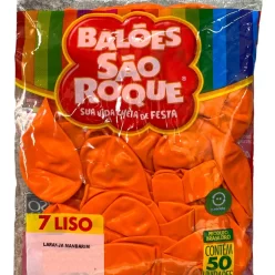 Balões Bexiga São Roque Nº 7 Liso Redondo C/50un Cor Laranja