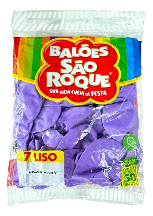 Balões Bexiga São Roque Nº 7 Liso Redondo C/50un Cor Lilás