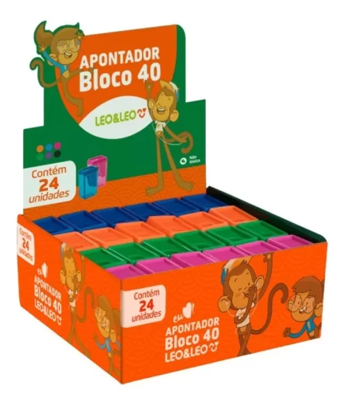 Apontador Bloco 4cm Com Deposito Caixa Com 24 Unida Leo e Leo - Image 2