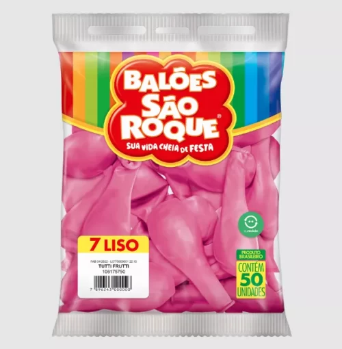 Balão 7 Polegadas Redondo Liso Rosa Tutti Frutti 50 Un. São Roque