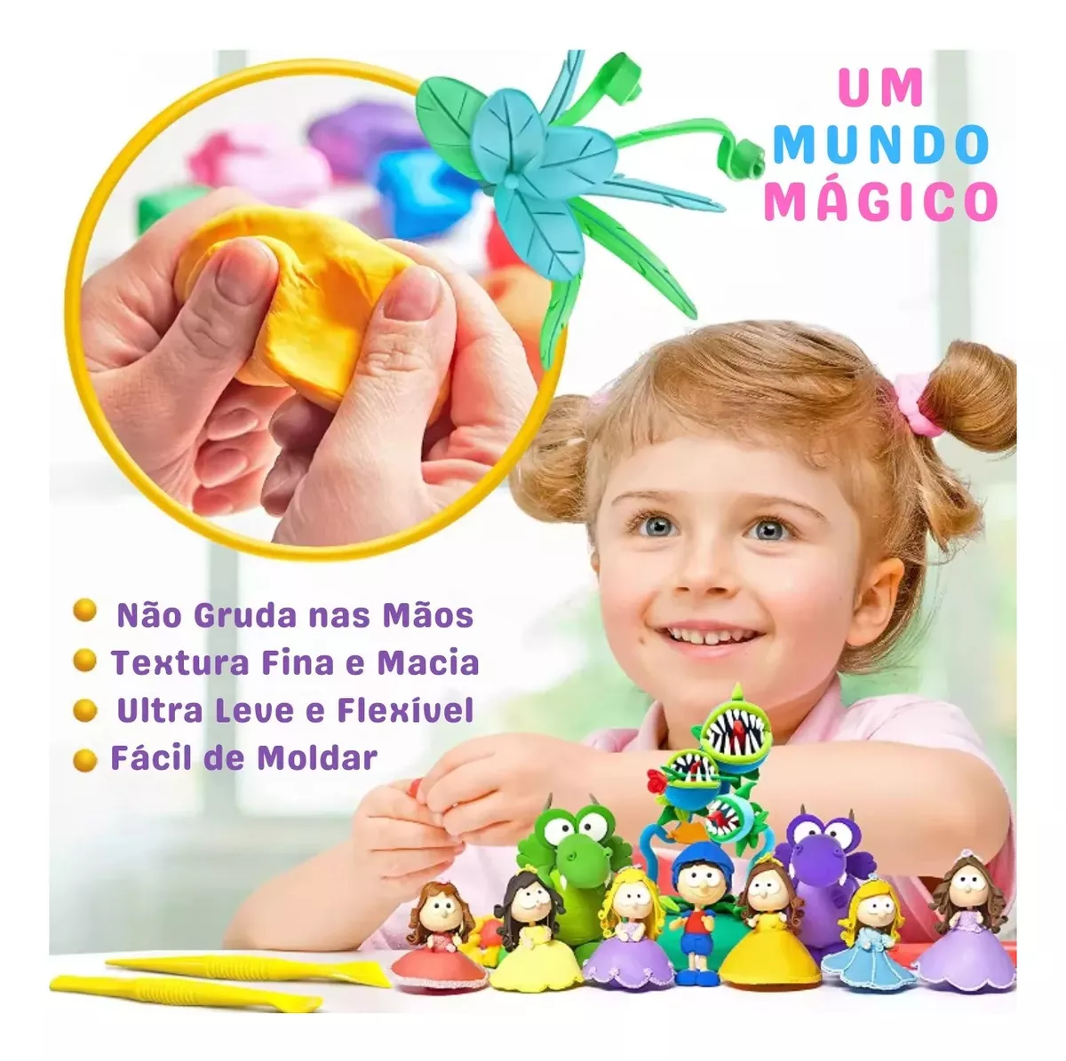 Massinha Massa Eva Pula E Molda Premium Modelagem Coloridas - Imagem 2