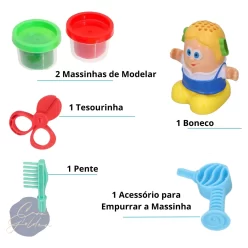 Brinquedo Kit Cabeleireiro Corte Maluco Massinha De Modelar