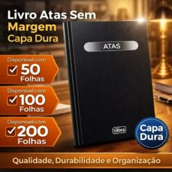 Livro Ata Capa Dura Folhas Pautadas Numeradas Sem Margem Reunião 50 100 ou 200 Folhas Grande Oficial