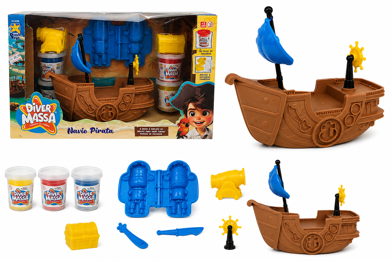 Diver Massa Navio Pirata com Acessórios – Divertoys