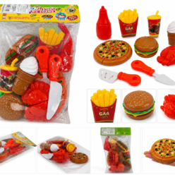 Kit de Brinquedos de Cozinha Infantil – Conjunto de Alimentos e Utensílios para Faz de Conta